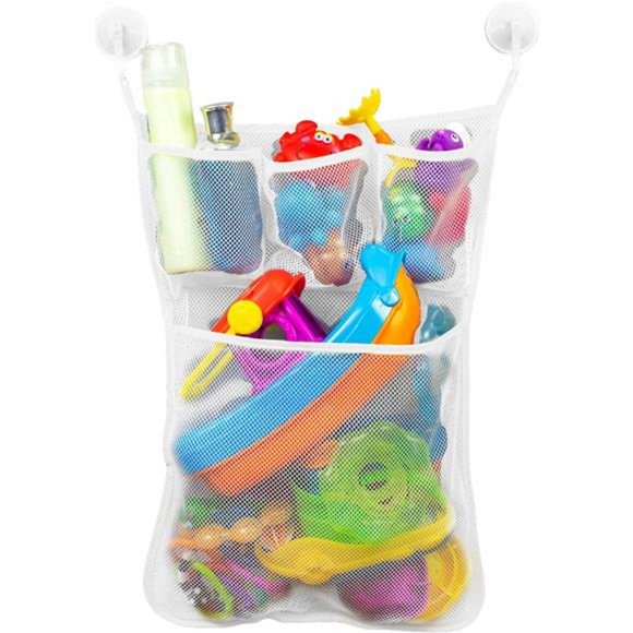 Baby Bath Toy Storage for Tub with Pockets,14 Inch by 20 Inch, White, 1 Pack - Picture 1 of 6